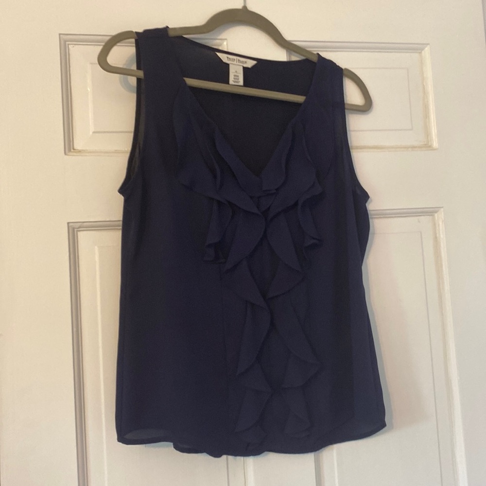 White House Black Market Navy Blouse